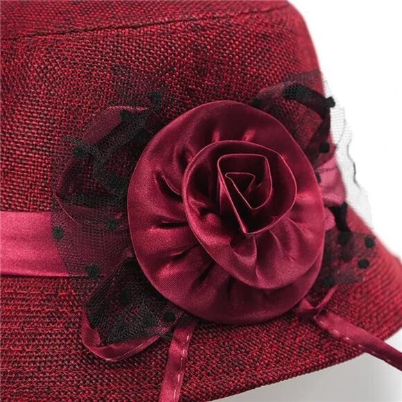 Vintage Felt Cloche Hat Winter Floral Fedora Bucket Hat Bowler Hats - Picture 5 of 6